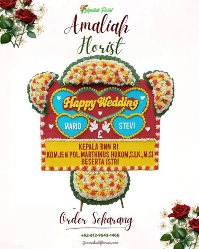 Karangan Papan Bunga Pernikahan angke